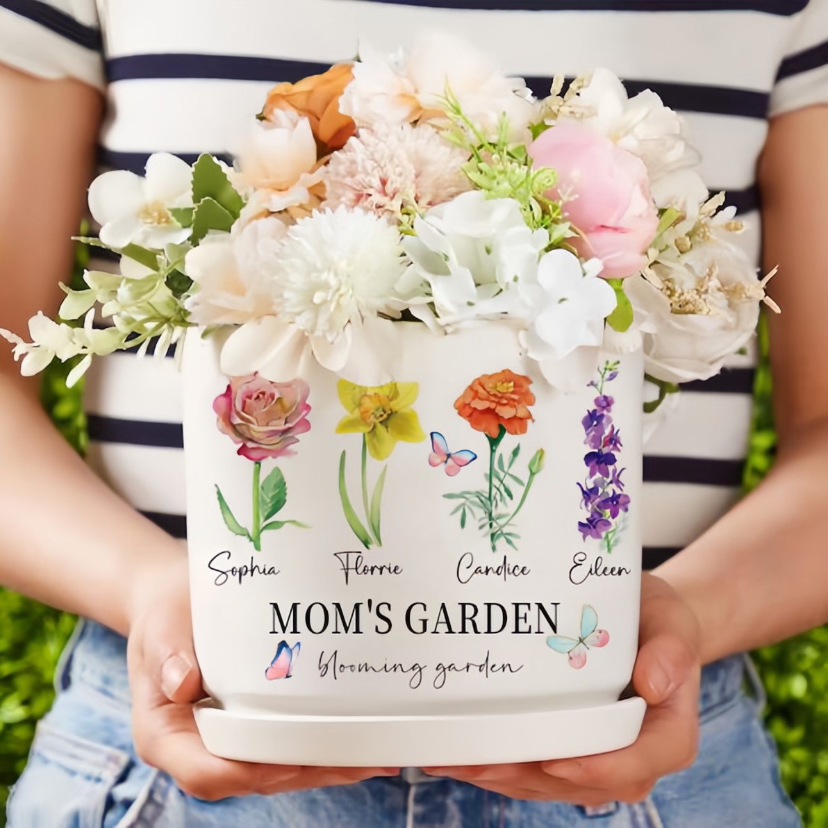 BEST SELLER❗❗Personalized Mom's Garden Birth Flower Pots With Kids Name and Birth Flower Ideal Gifts for Mother's Day