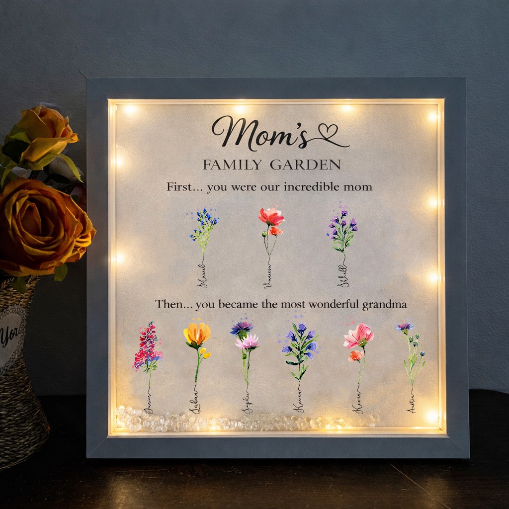 Custom Family Garden Birth Flower Frame With Grandchildren Name For Mother's Day Gift