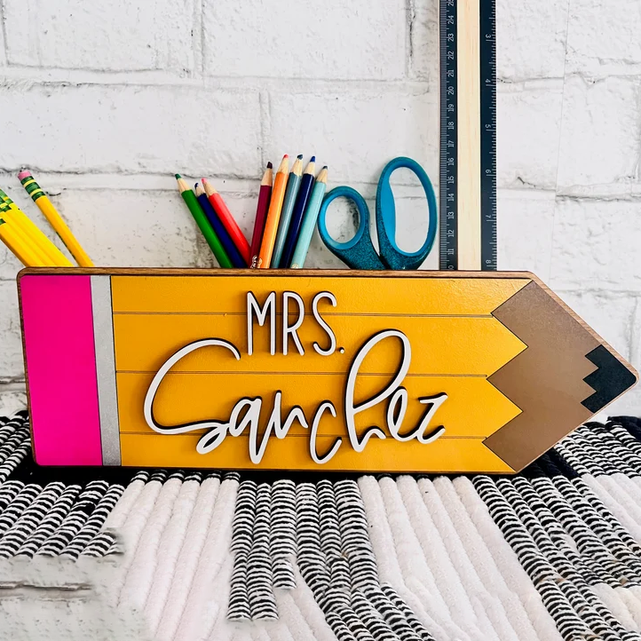 Personalized Pencil Holder Desk Organizer For Teacher's Gift