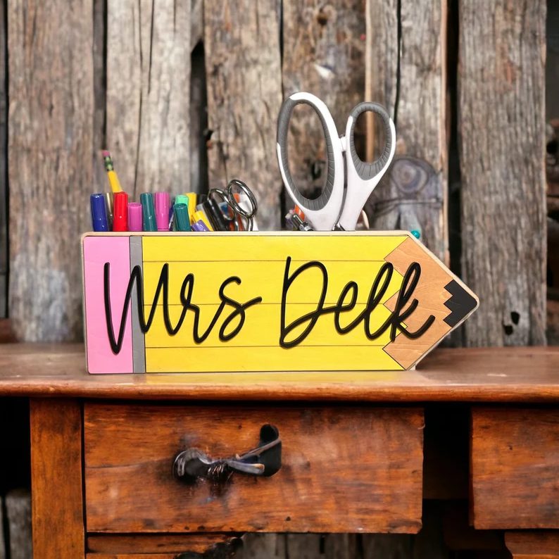 Personalized Pencil Holder Desk Organizer For Teacher's Gift