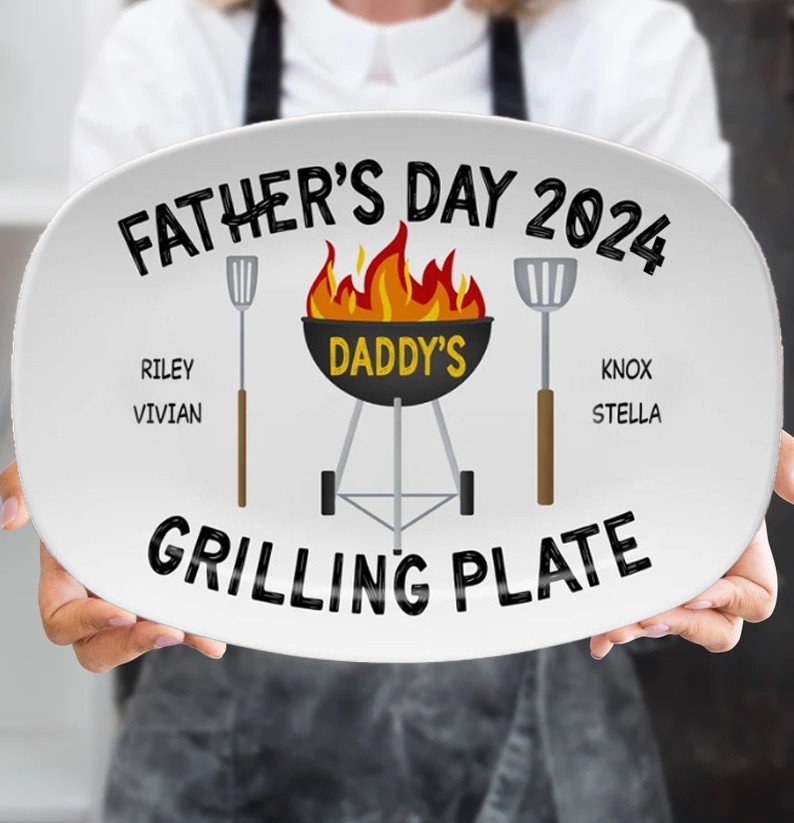 Personalized Daddy's Grilling Plate Father's Day Gift