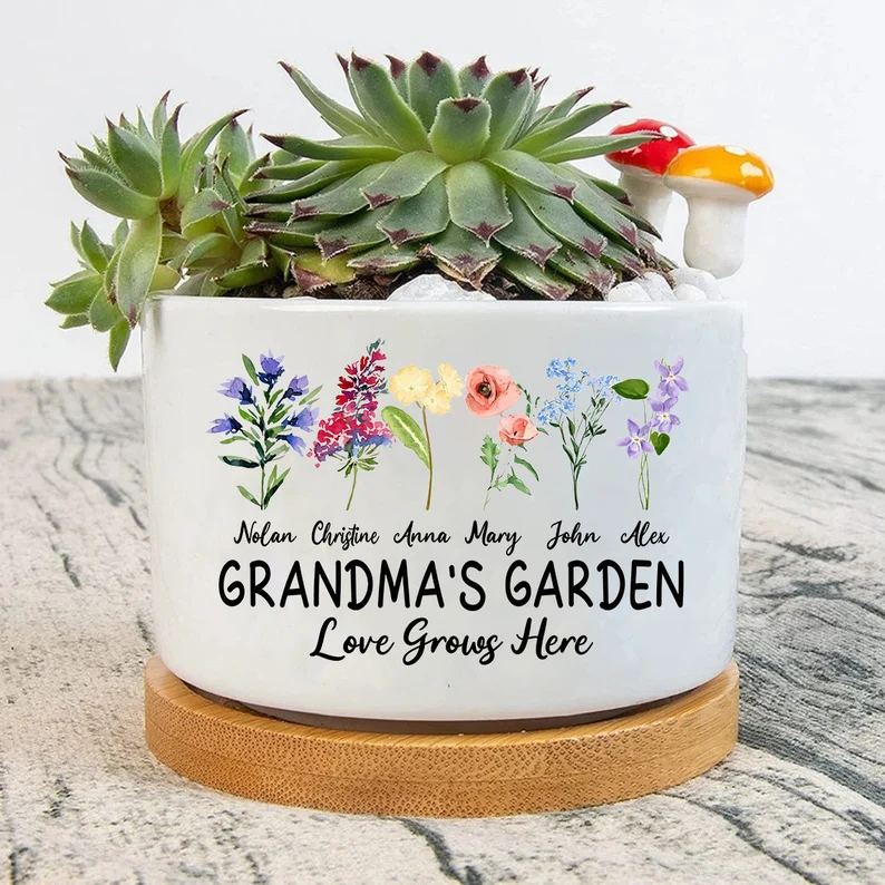 Personalized Grandma's Garden Birth Month Flower Pot Gift Ideas For Grandma Mother's Day