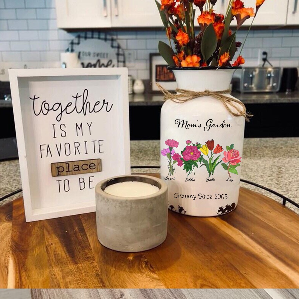 Custom Mom Garden Birth Flower Pots With Kids Name and Birth Flower Ideal Gifts for Mother's Day