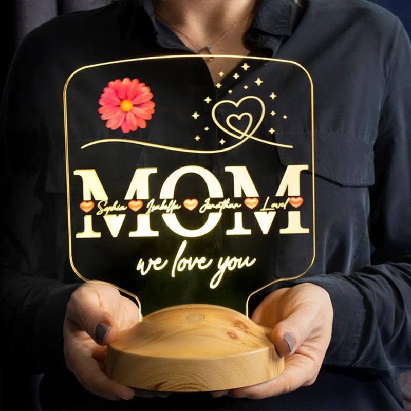 Personalized Made 3D Lamp with 1-15 Kids Names Gift Ideas for Christmas Mother's Day