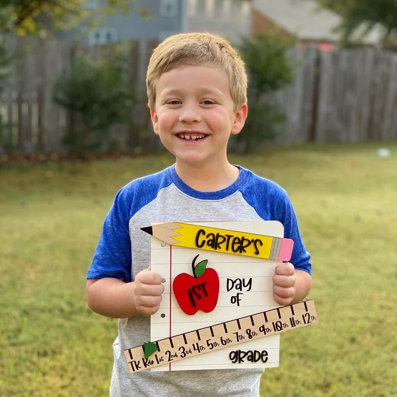 Personalized First/100th/Last Day of School Interchangeable Back to School Sign Prop For Kids Gift Ideas