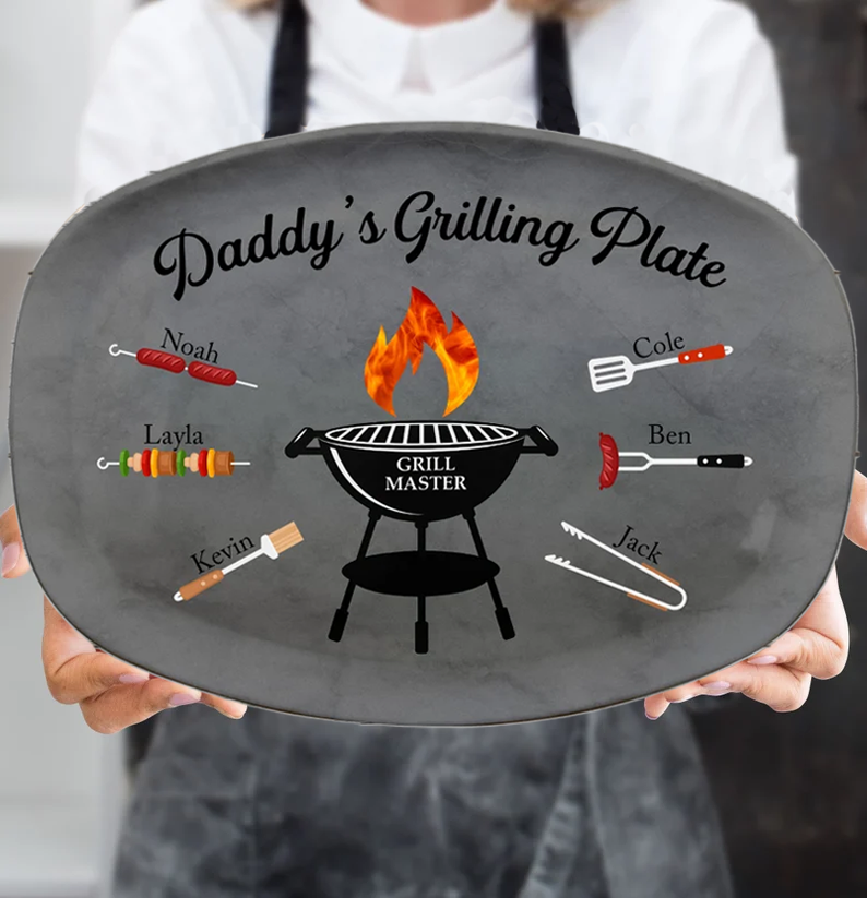 Personalized Daddy's Grilling Plate Father's Day Gift