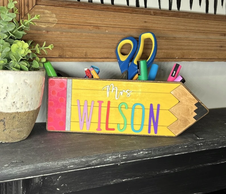 Personalized Pencil Holder Desk Organizer For Teacher's Gift