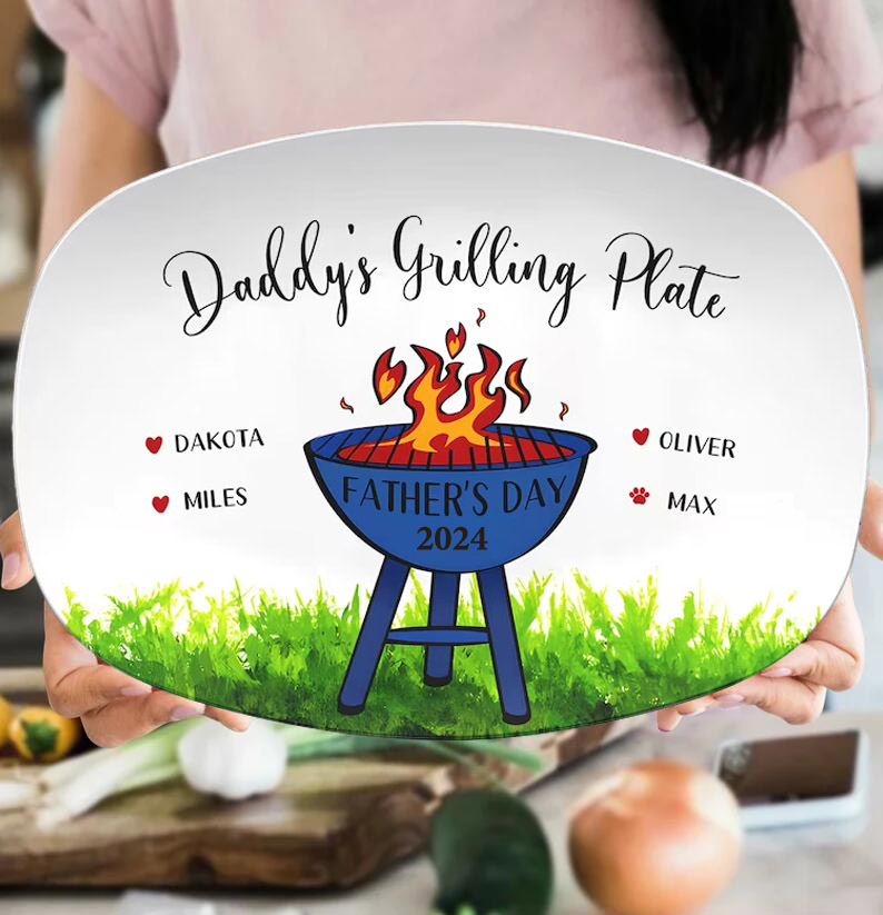 Personalized Daddy's Grilling Plate Father's Day Gift