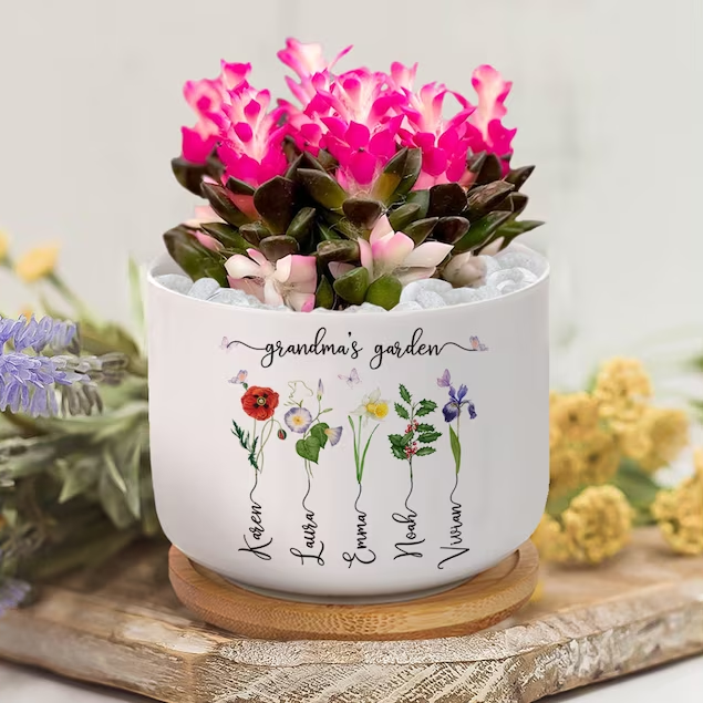 Personalized Grandma's Garden Birth Month Flower Pot Gift Ideas For Grandma Mother's Day