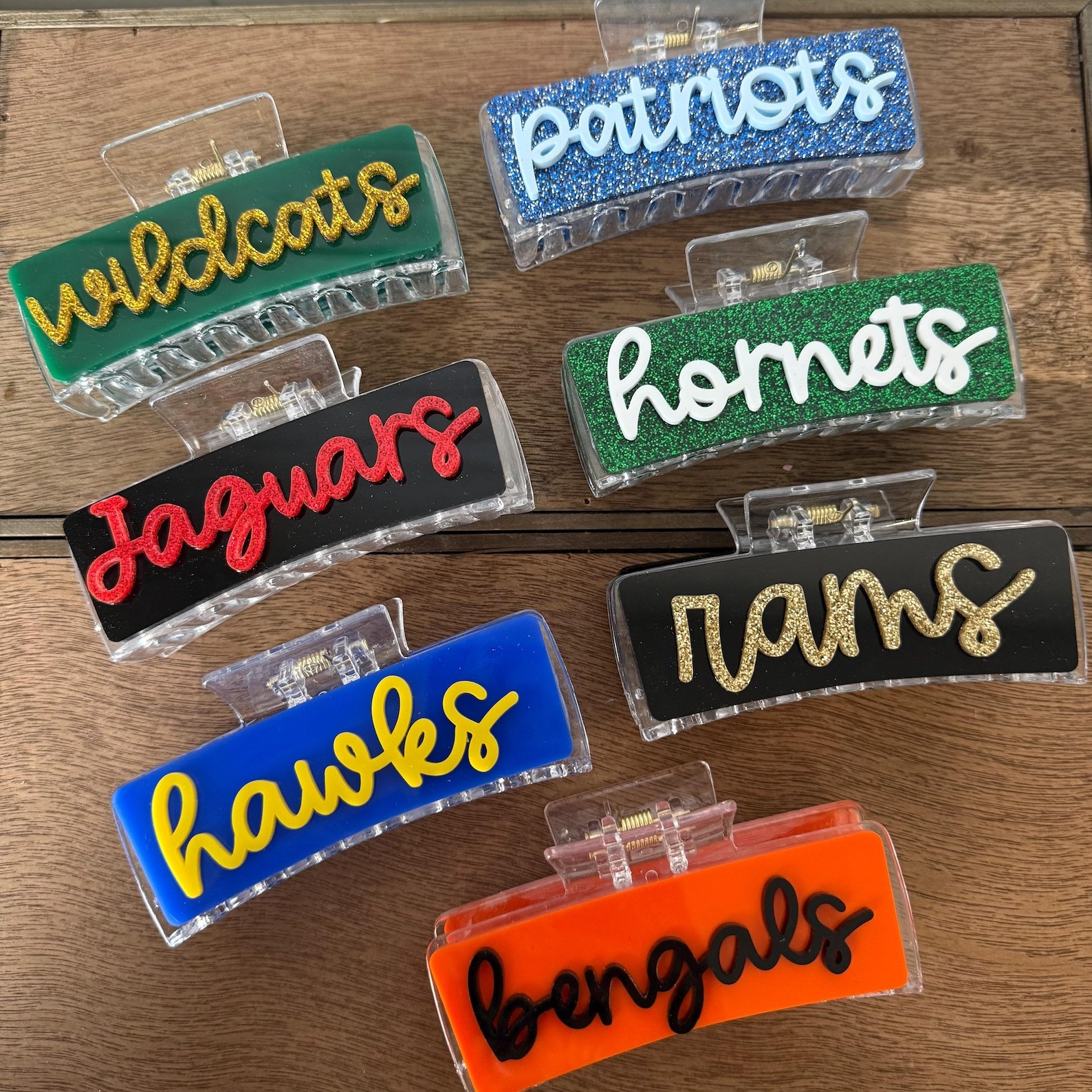 Custom Glitter Sports Team Hair Clips, Personalized Hair Claw Clips, Game Day Team Hair Claw Clip