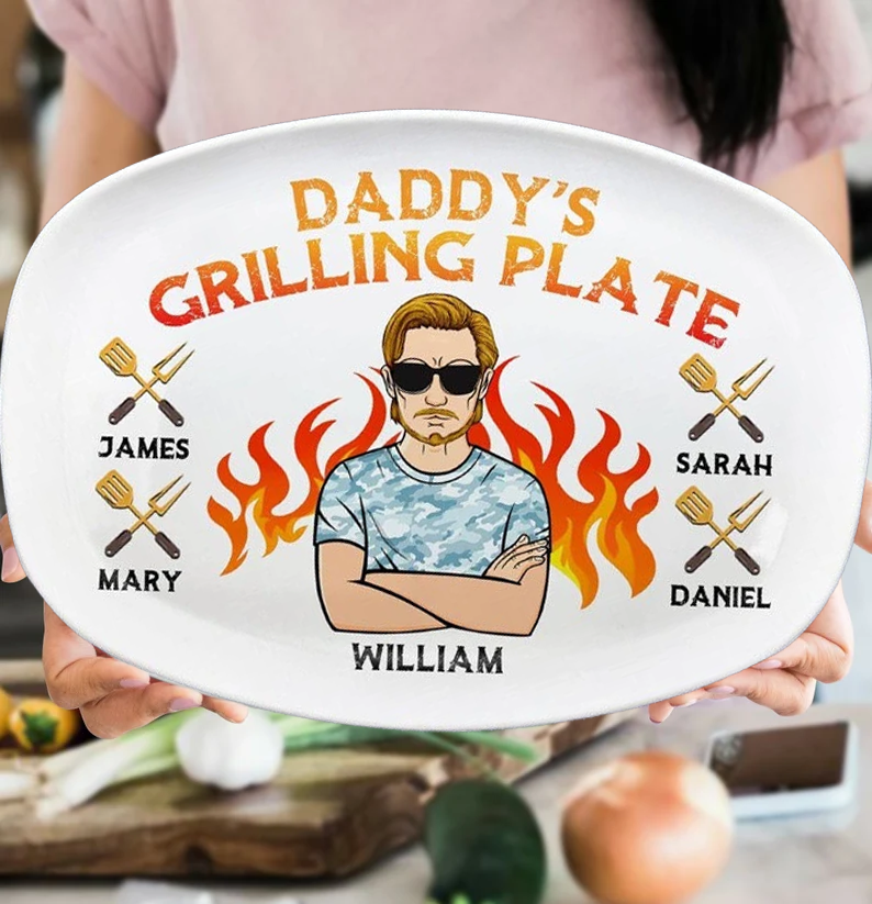 Personalized Daddy's Grilling Plate Father's Day Gift