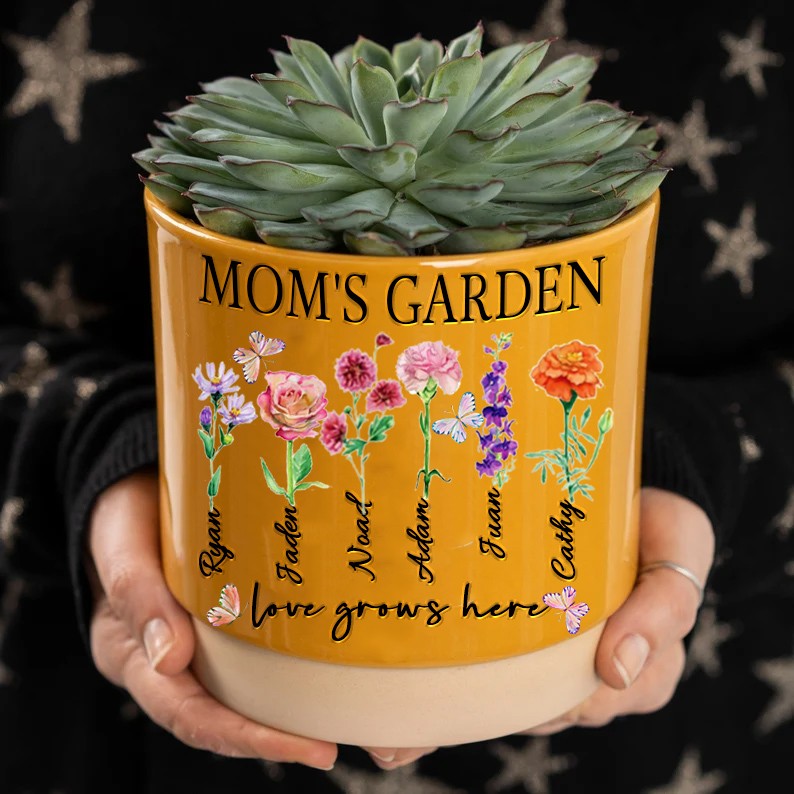 NEW ARRIVAL❗❗Personalized Mom's Garden Birth Flower Pots With Kids Name and Birth Flower Ideal Gifts for Mother's Day