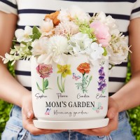 BEST SELLER❗❗Personalized Mom's Garden Birth Flower Pots With Kids Name and Birth Flower Ideal Gifts for Mother's Day