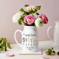 Custom Grandma's Garden Vase With Grandkids Names Birth Month Flower Vase