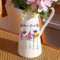 Custom Mom's Garden Birth Flower Vase With Kids Name and Birth Flower Ideal Gifts for Mother's Day