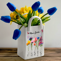 Custom Grandma's Garden Birth Flower Vase with Kids Names Keepsake Gifts for Grandma Mom Mother's Day Gift