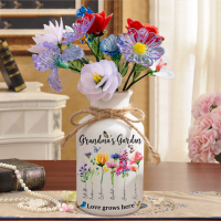 Personalized Mom's Garden Birth Flower Vase With Kids Name For Mother's Day Gift