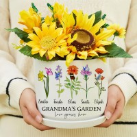 HOT SALE❗❗Personalized Grandma's Garden Birth Flower Pots with Grandkids Names Keepsake Gifts for Grandma Mom Mother's Day Gift