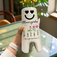Custom Mom's Garden Birth Flower Vase with Kids Names for Mother's Day!