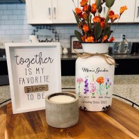 Personalized Grandma's Garden Outdoor Flower Vase With Grandkids Name and Birth Flower For Mother's Day