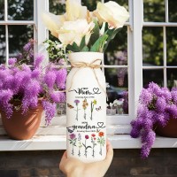 Custom Mom Garden Birth Flower Vase With Kids Name and Birth Flower Ideal Gifts for Mother's Day