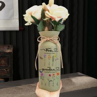 Custom Mom and Grandma Two Generation Garden Vase Birth Flower Plant Vase With Names Mother's Day Gifts Heartful Gift for Mom Grandma