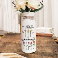Custom Mom and Grandma Two Generation Garden Vase Birth Flower Plant Vase With Names Mother's Day Gifts Heartful Gift for Mom Grandma