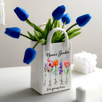 Custom Grandma's Garden Birth Flower Vase With Grandkids Name and Birth Flower Ideal Gifts for Mother's Day