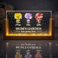 Custom Birth Flower Night Light with Kids Names Mother's Day Gift