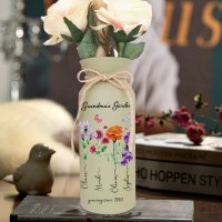 Personalized Grandma's Garden Outdoor Flower Vase With Grandkids Name and Birth Flower For Mother's Day