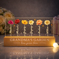 Custom Birth Flower Night Light with Kids Names Mother's Day Gift