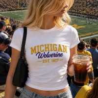 Custom Embroidered Baby Tee, Game Day Spirit Shirt, Personalized Crop Top