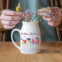 Custom Mom's Garden Birth Flower Vase With Kids Name and Birth Flower Ideal Gifts for Mother's Day