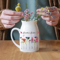 Custom Grandma's Garden Vase With Grandkids Names Birth Month Flower Vase
