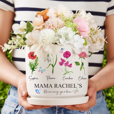 BEST SELLER❗❗Personalized Mama's Garden Birth Flower Pots With Kids Name and Birth Flower Ideal Gifts for Mother's Day