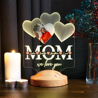 Personalized Made 3D Lamp with 1-15 Kids Names Gift Ideas for Christmas Mother's Day