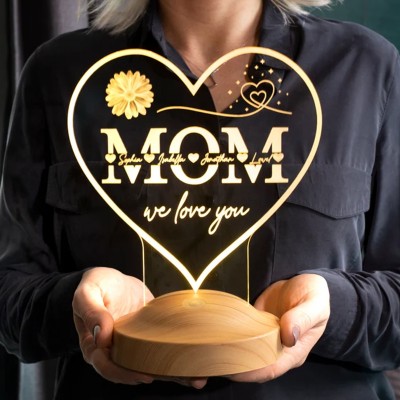 Personalized Made 3D Lamp with 1-15 Kids Names Gift Ideas for Christmas Mother's Day