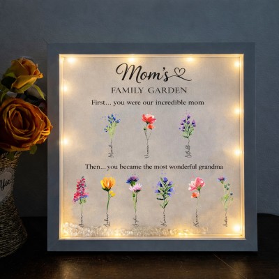 Custom Family Garden Birth Flower Frame With Grandchildren Name For Mother's Day Gift