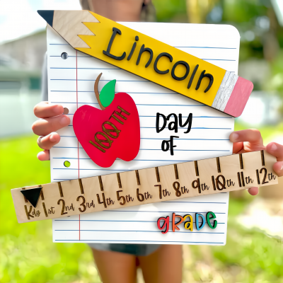 Personalized First/100th/Last Day of School Interchangeable Back to School Sign Prop For Kids Gift Ideas