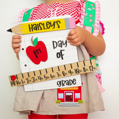 Personalized First/100th/Last Day of School Interchangeable Back to School Sign Prop For Kids Gift Ideas