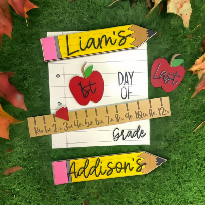Personalized First/100th/Last Day of School Interchangeable Back to School Sign Prop For Kids Gift Ideas