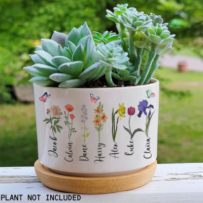Personalized Grandma's Garden Birth Month Flower Pot Gift Ideas For Grandma Mother's Day