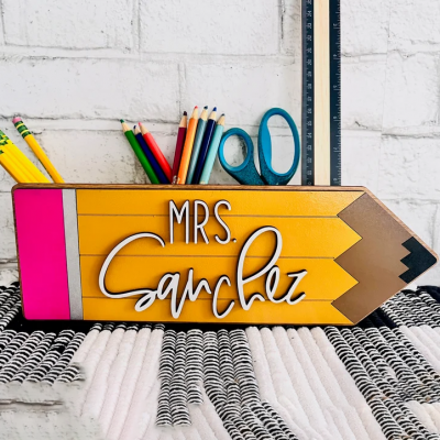 Personalized Pencil Holder Desk Organizer For Teacher's Gift
