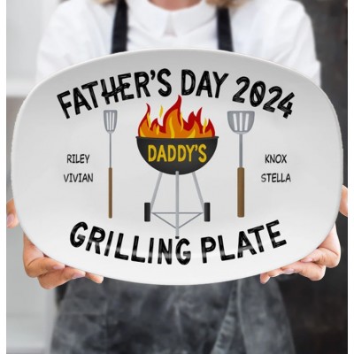 Personalized Daddy's Grilling Plate Father's Day Gift
