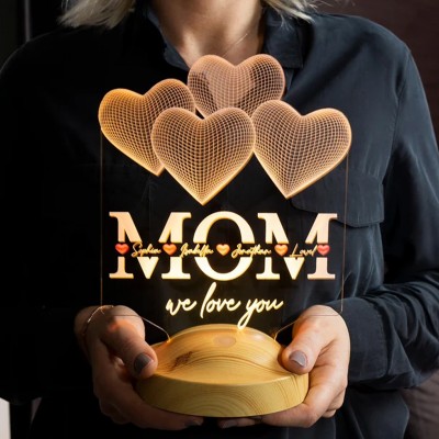 Personalized Made 3D Lamp with 1-15 Kids Names Gift Ideas for Christmas Mother's Day