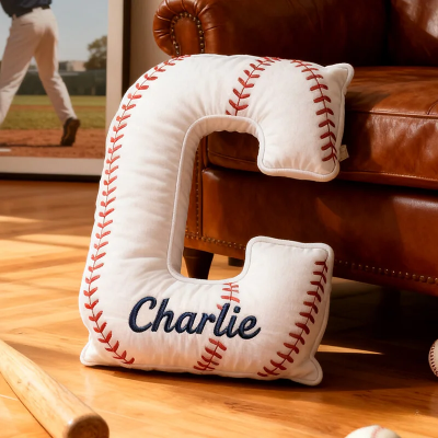 Personalized Baseball Letter Pillow with Custom Name for Sports Fans