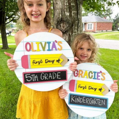 Personalized First/100th/Last Day of School Interchangeable Back to School Sign Prop For Kids Gift Ideas