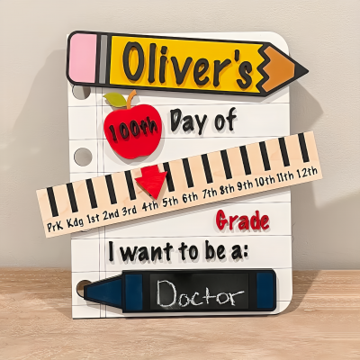 Personalized First/100th/Last Day of School Interchangeable Back to School Sign Prop For Kids Gift Ideas
