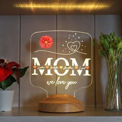 Personalized Made 3D Lamp with 1-15 Kids Names Gift Ideas for Christmas Mother's Day