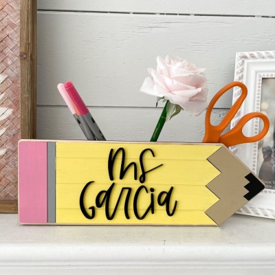 Personalized Pencil Holder Desk Organizer For Teacher's Gift